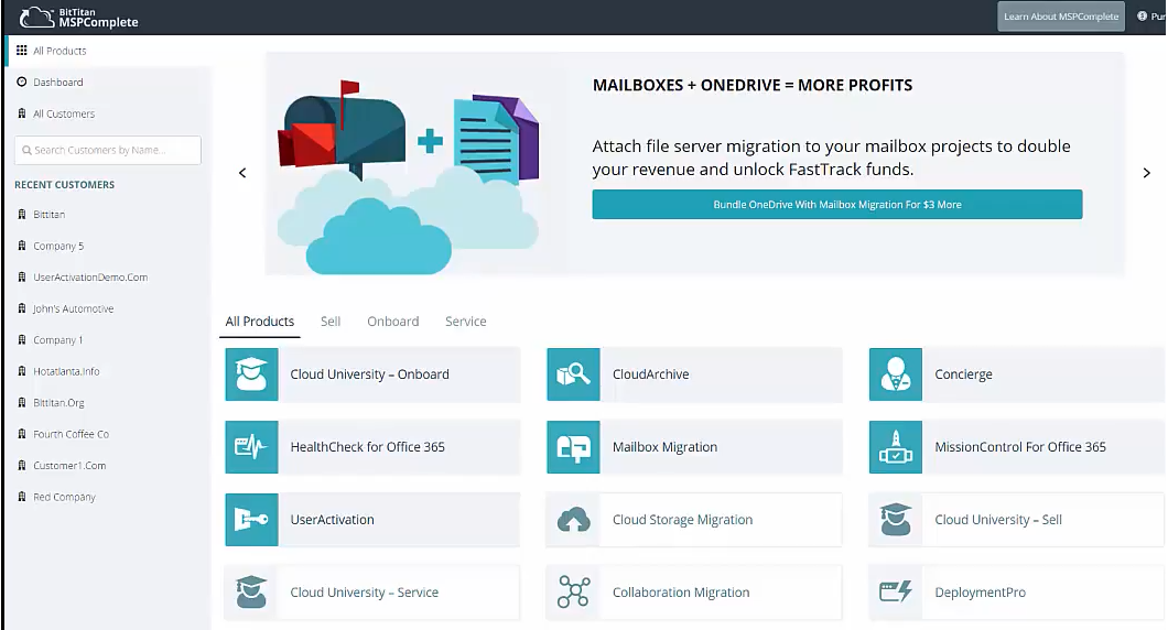 BitTitan MSPComplete product catalog listing migration and onboarding services