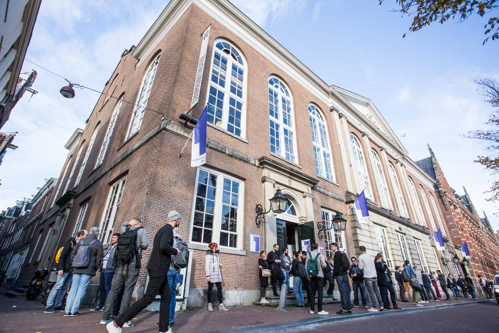 Outside the Compagnietheater at performance.now() 2018